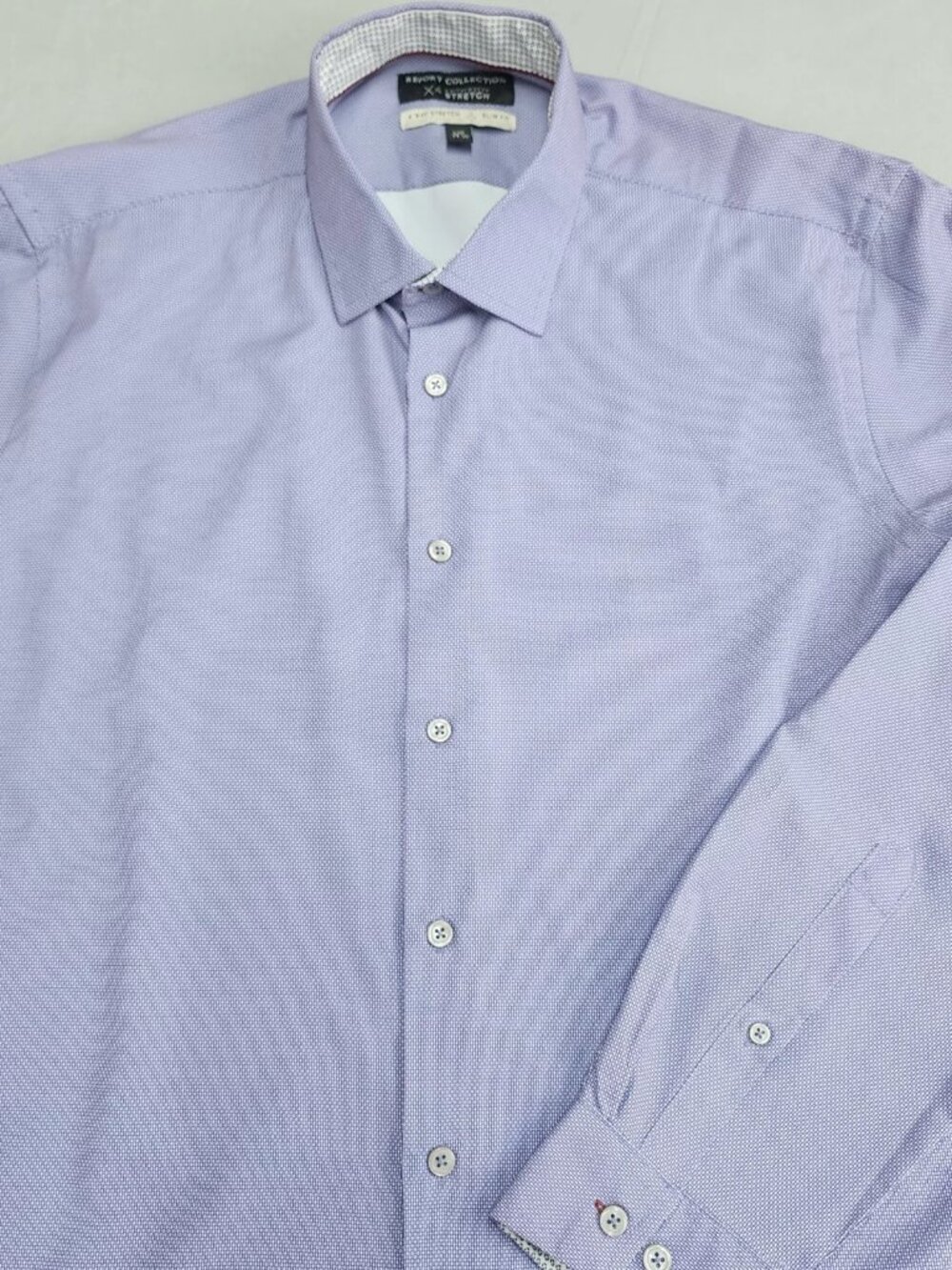 Report Collection X4 Stretch Button Up Shirt Mens Large Purple Slim Fit